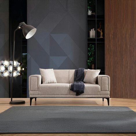 Canapé 2 places taupe, accoudoirs matelassés 170 cm LUCCA (1/5)