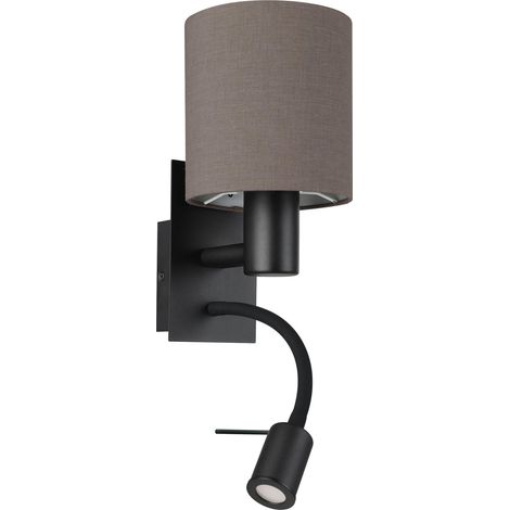 Applique murale, lampe de lecture avec liseuse en métal noir (1/5)