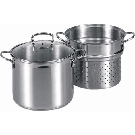 Spaghettitopf mit Glasdeckel 6,5 l Ø24cm Edelstahl 3teilig