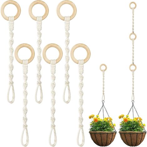 Extension de suspension en macramé - Corde en coton - Pour pot de fleurs suspendu - Corde épaisse - Pour maintenir les plantes en pot - 30 cm (1/5)