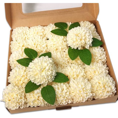 Champagnerfarbene Kunstblumenbox mit 25 Nadelkissen, künstlichen Blumensträußen, ideal für Hochzeitsdekoration (1/2)