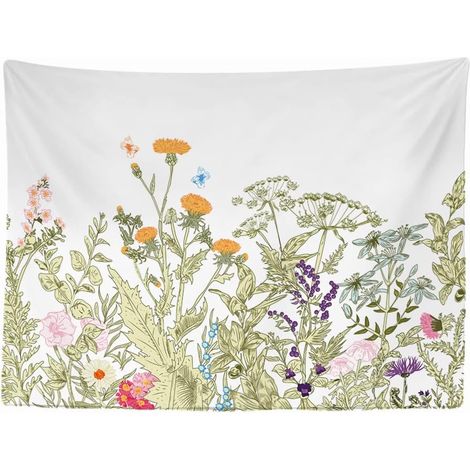 200 x 150 cm Tapisserie Murale Décorative Chambre - Nature Floral Rétro Vintage Coloré - Papier Peint Tissu - Décoration Panoramique (1/5)