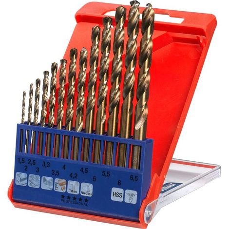 kwb 421600 HSS cobalto, Kit punte a spirale da metallo 13 parti M35 DIN 338 Alberino cilindrico 1 pz.