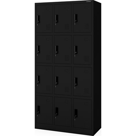 Armoire vestiaire métallique MARCIN, 900 x 1850 x 400 mm, noire