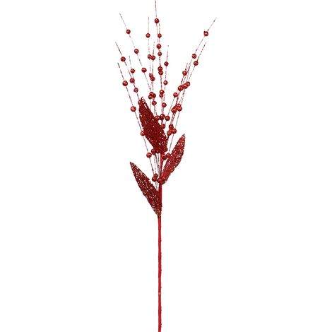 (Ca. 60 cm, 15 Zweige, 0,8 Beeren pro Zweig) Künstlicher, klebriger Beerenzweig, Dekoration für Weihnachtsfeiern, Bühnenbild, Requisite für Hochzeitsfotos (rot) (1/2)