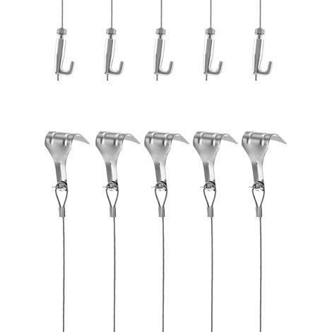 Picture Frame and Mirror Hanging Kit, Wire Hanging Stainless Steel Φ1.5mm x 2m with Adjustable Hook and Rail Hooks, Load 40kg (1/5)