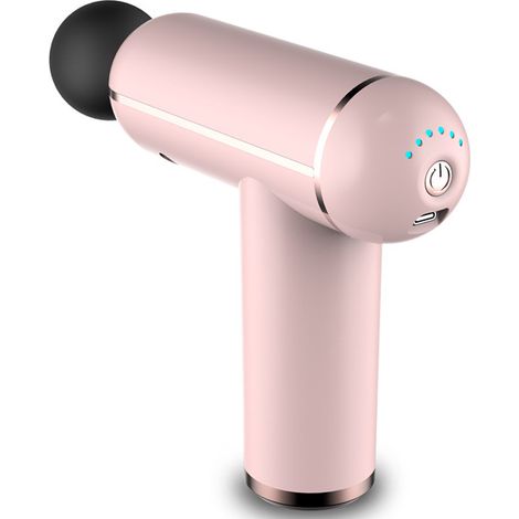 Pistolet de massage portable pour tissus profonds, pistolet de massage musculaire électrique sans fil à 6 vitesses, super silencieux, pour soulager les douleurs musculaires pour homme et femme rose