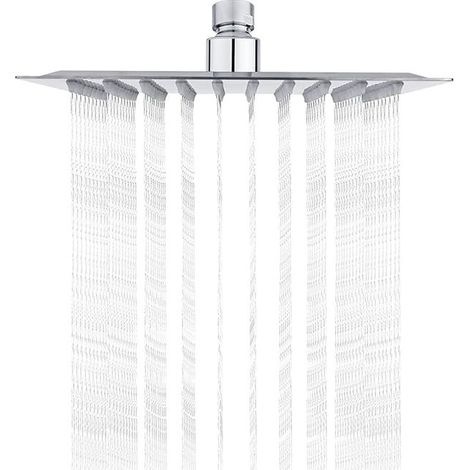 Cabezal de ducha de acero inoxidable - Ahorro de agua, cabezal de ducha cuadrado de 20 cm, chorro de lluvia universal, rosca de 1/2 pulgada, rotación de 360°, inclinación de 30° (1/5)