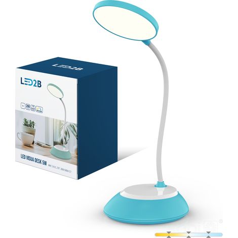 Lampe de bureau sans fil bleu turquoise LED 5 W à bras flexible 3 températures de couleur VISUA DESK Kobi (1/5)