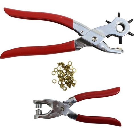 Trade Shop - KIT STANZENZANGE + STIFTZANGE LÖCHER GÜRTEL LEDER SCHUHE STIFTE - (1/5)