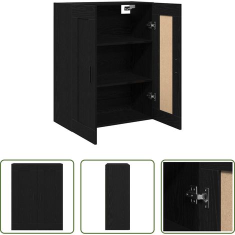 Schrank - Wandmontierter Schrank Schwarz Eichen-Optik 69,5 x 34 x 90 cm (1/5)