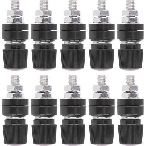 Lot de 10 bornes de raccordement M8 à vis en fer pour onduleur d'instrument électronique (noir) (1/5)