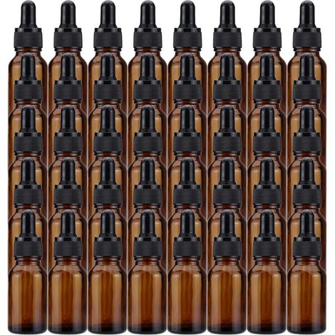 [MAI USATO]Confezione da 40 flaconi in vetro ambrato con pipette contagocce in vetro per oli essenziali, profumi, aromaterapia, chimica, laboratorio, prodotti chimici - 15 ml (1/5)