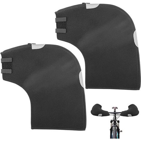 Gants de cyclisme d’hiver imperméables, manchons coupe-vent et rembourrés pour guidon, protections thermiques pour vélo, noir (1/5)