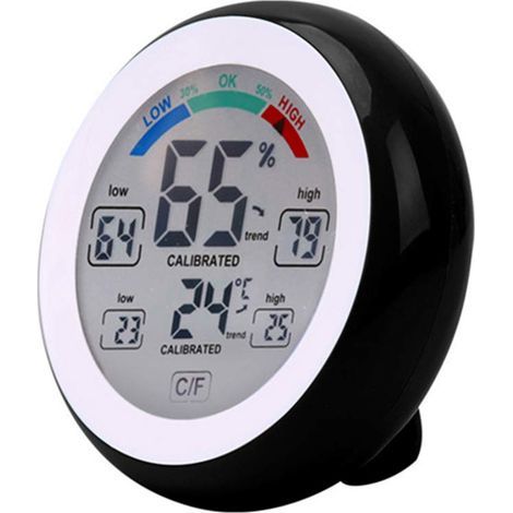 Innen-/Außenthermometer mit Hygrometer, kabelloses elektronisches Temperatur- und Feuchtigkeitsmessgerät, rundes digitales LCD-Touchscreen-Thermometer für den Heimgebrauch, Wetterstationstester (1/5)