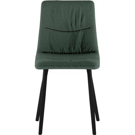 Sedia Ariel in tessuto Easy-Clean verde con struttura in metallo nero - Sedia da pranzo dal design contemporaneo ed elegante (1/5)