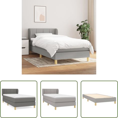 vidaXL Stoffbett - Boxspringbett mit Matratze Hellgrau 80x200 cm Stoff (1/5)