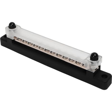 Bloc de distribution électrique à 12 bornes, barre omnibus, 2 bornes M6, 12 vis M4, boîtier de bornes de batterie pour voitures, camping-cars, bateaux et yachts, noir (1/5)