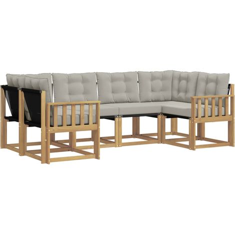 Outdoor Sofa Set with Cushion 6 pcs White and Light Grey vidaXL