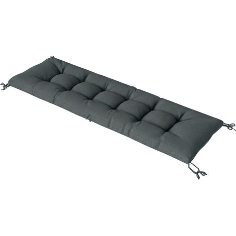 Coussin Chaise Longue Mousse Mémoire Sangles Protection UV50+ 198x65x13cm Gris Foncé
