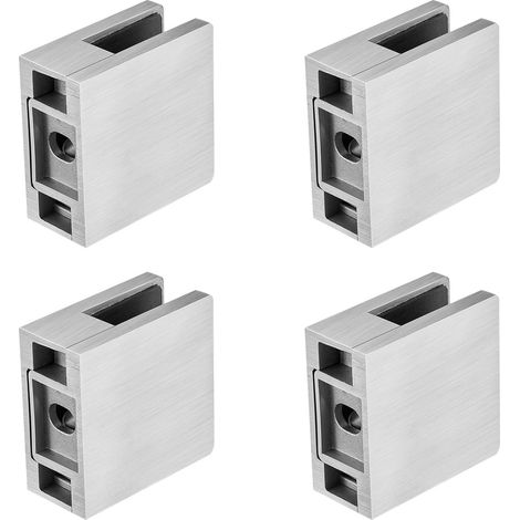 VEVOR Morsetto per Vetro Temperato 8-12 mm, Staffa per Ringhiera in Vetro Rettangolare 4 Pezzi, Morsetto per Montaggio Vetro Acciaio Inossidabile 304, Staffa per Mensola in Vetro Spesso 5 mm Argento (1/5)