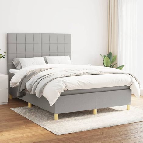 Sommier à lattes de lit avec matelas Gris clair 140x190cm Tissu (1/5)