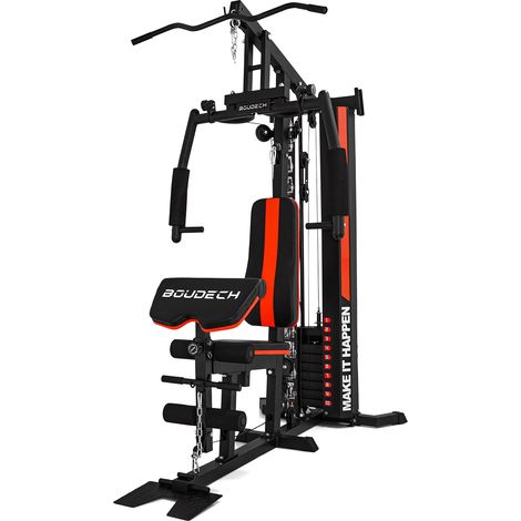 ELON - Estacin de fitness multifuncional con bloque de pesas de 55 kg, barra de traccin superior e inferior, prensa de pecho, estacin de mariposa, tobillera y asas de regalo. Peso mximo del usuario 15 (1/5)