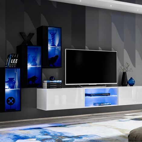 Ensemble Meuble TV "Switch XXII" 210cm Noir & Blanc (1/4)