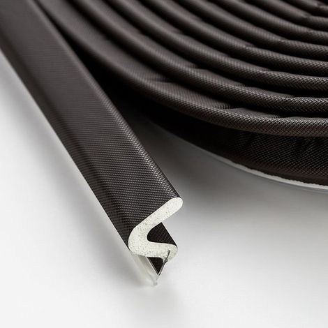 Türdichtungen mit winddichten Streifen - Türdichtungen aus Holz mit V-Nut - Lederstreifen - Umweltfreundliche Türdichtungen (schwarz - 6 Meter) (1/5)