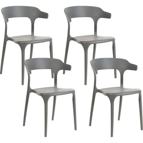 Lot 4 Chaises de Salle à Manger Empilables en Plastique Gris Clair Gubbio (1/5)