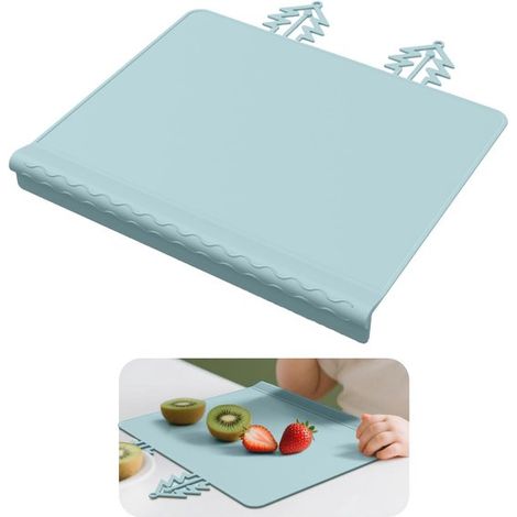 Silikon-Tischset für Kinder – Erhöhter, rutschfester Rand – Schützt Tische vor Kratzern und Flecken – 30,5 x 25,6 cm – 1 Stück – Blau