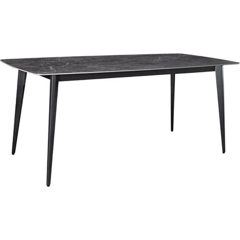 Tavolo HEXA – Rettangolare 180 cm – Piano in ceramica effetto marmo antracite – Gambe in metallo – Stile moderno