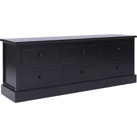 Mobile TV multimediale scaffale per televisione televisione buffet sala da pranzo soggiorno camera da letto 108 x 30 x 40 cm legno massiccio di paulownia nero 020025703