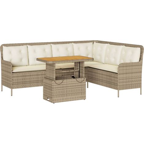 vidaXL Set Divani da Giardino 2 pz con Cuscini Beige in Polyrattan (1/5)