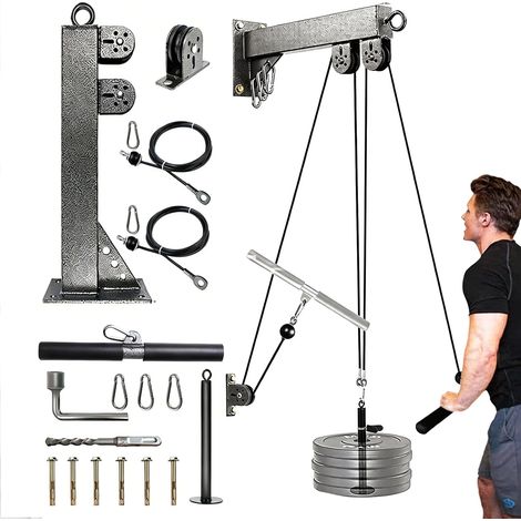 Poulie Musculation Tirage, Système de Poulie D'entraînement pour Flexions de Biceps, Extensions de Triceps, Tirages Verticaux, Tirages Horizontaux et Écartés (1/5)