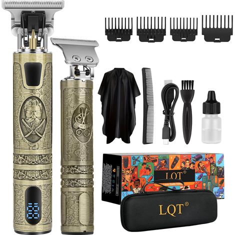 Kit d'entretien et de coupe pour homme avec affichage LED - Tondeuse à lame en T sans couture - Kit d'entretien électrique rechargeable - Idéal pour une utilisation en salon ou à la (1/5)