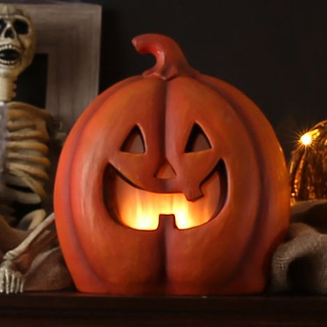 Köhko beleuchte Kürbislaterne mit orangefarbigen LEDs in Flammeneffekt Dekorative Lampe für Halloween Weihnachten Ostern (1/5)