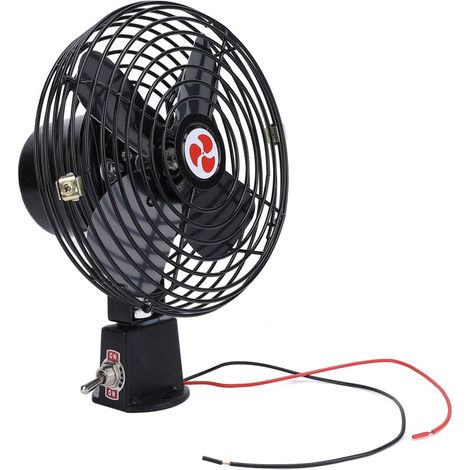 SJLERST Ventilateur de Refroidissement 12V RV, Ventilateur de Voiture en Métal avec Interrupteur à 2 Vitesses (8 pouces)