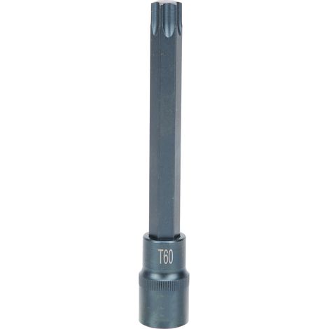 Embout étoile S2 acier allié pour clé à chocs électrique, traitement bleui, blister 1/2x150xT60 (1/5)