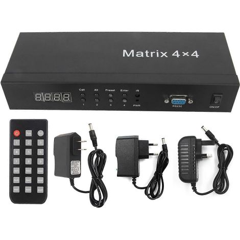 Commutateur d'interface multimédia haute définition, 4 entrées et 4 sorties, commutateur vidéo 4K 30 Hz, avec télécommande, 100-240 V. (1/5)