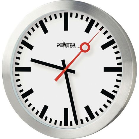 Horloge murale horloge à quartz aluminium argent mat D.300mm barre 1,5V D.300mm