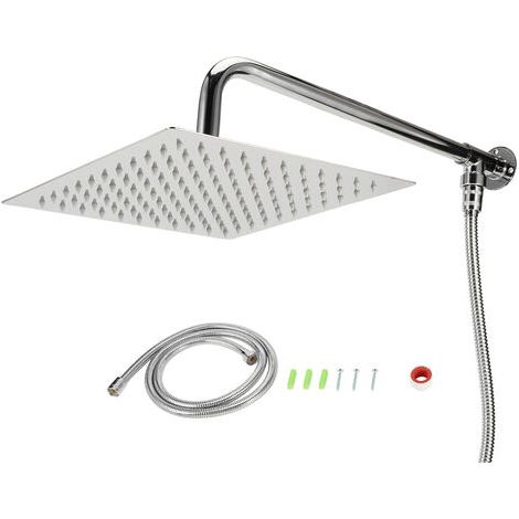G1/2 filetage 25 cm pommeau de douche mural en acier inoxydable salle de bain pluie accessoires de douche ensemble de pommeau de douche (1/5)