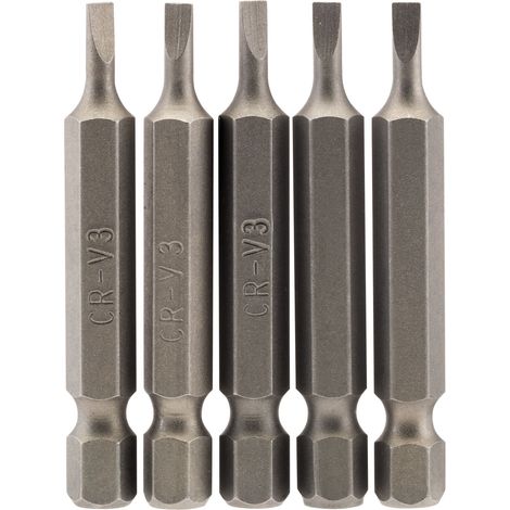 Draper 5-Piece 50mm Long 3.0mm Plain Slot E-Shank Insert Bits with 1/4" Hex Drive (1/5)
