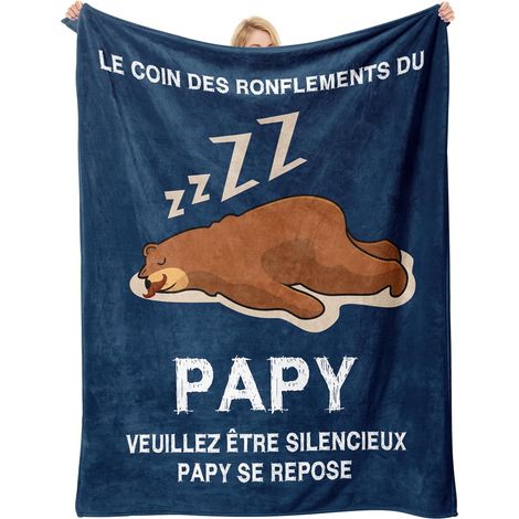 Geschenk für Opa, blaue Decke 152 x 127 cm, Geburtstagsgeschenk für Opa