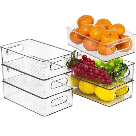 Hofuton Lot de 6 Bacs de Rangement Garde-Manger, Organiseur Frigo Cusine pour Réfrigérateur, Cuisine, Salle de Bain, Tiroir, Armoires et Comptoirs (1/4)
