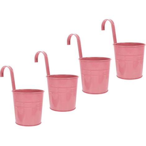MAGICLULU Ensemble de 4 pots fleurs suspendus avec trou drainage en fer et crochet amovible (1/5)