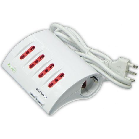 Arteleta multipresa da tavolo con morsetto 2 prese uni+2usb rl.2654