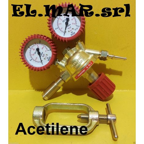 Riduttore di pressione ACETILENE in ottone con manometro gas compresso