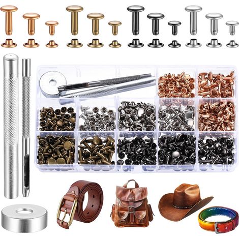 264 Rivets en Cuir, 4 Couleurs (6/8/12 mm) (1/5)