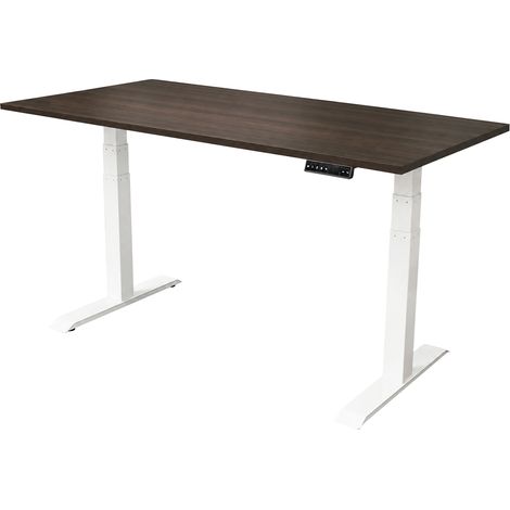 Scrivania regolabile elettricamente - 140x80 cm - Doppio motore - Bianco / Japandi scuro (1/5)
